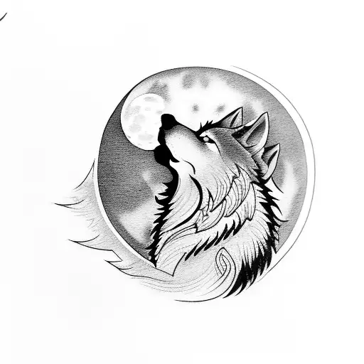 A Wolf Howling At The Moon While Riding A Motorcycle On An Empty Road