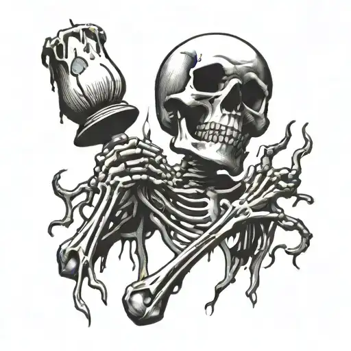 Candle Burning Skeleton Suffering
