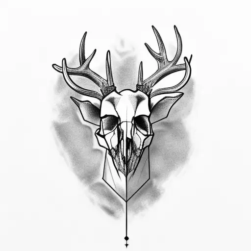 Deer Skull Sideview On Hand And Fingers