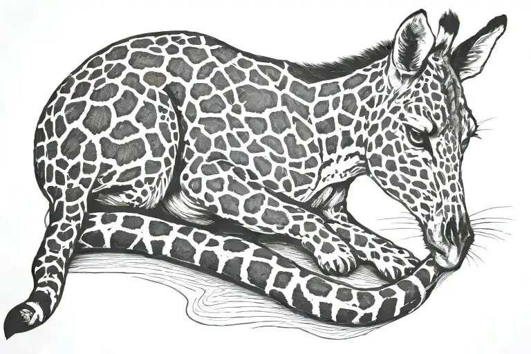 Cat Sitting On Giraffe Full Body