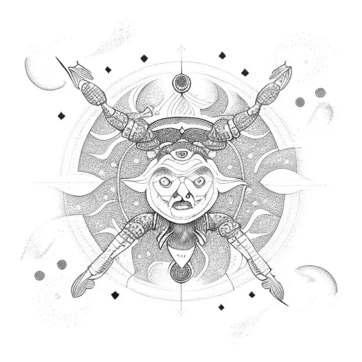 A Scorpio Constellation Made Of Swirling Water And Sun Rays