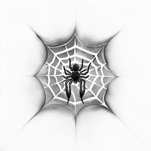 Spider Web With Spider Realistic