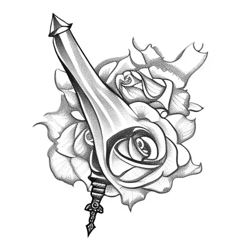 Flower And Dagger And Ornament