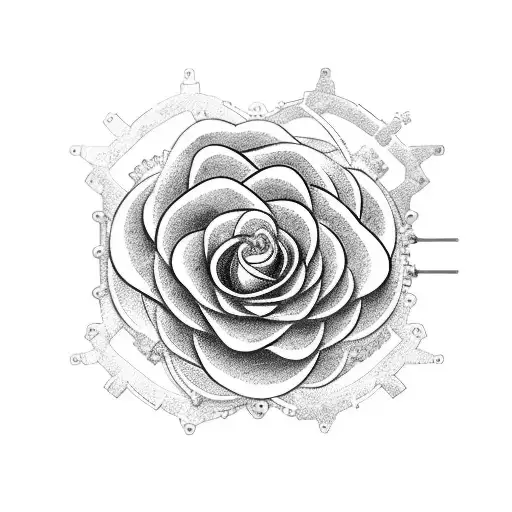 A Steampunk-inspired Mechanical Rose With Intricate Gears And Cogs Intertwined With The Petals