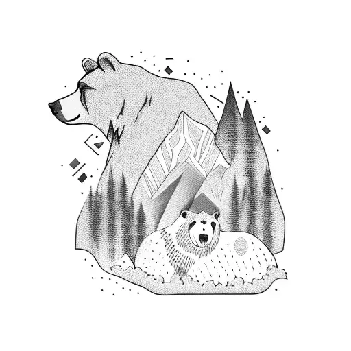 A Majestic Bear Surrounded By A Lush Forest Scene