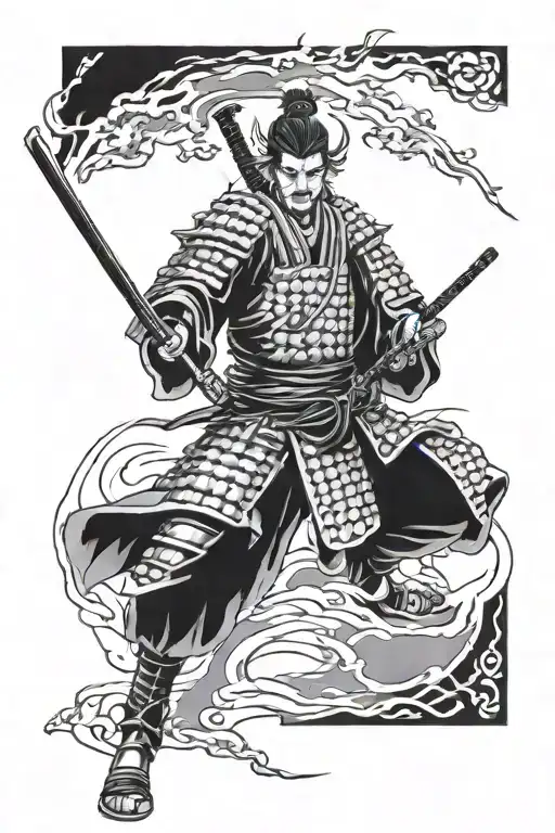 Samurai Warrior Miyamoto Musashi In Japanese Style