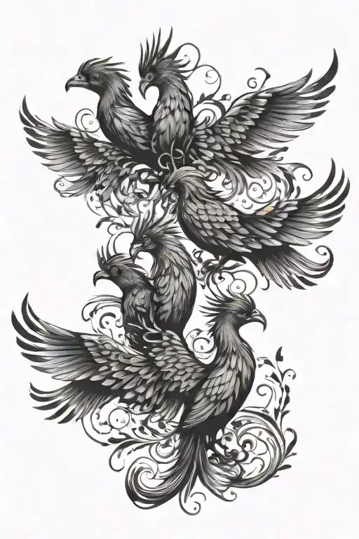 30 Small Phoenixes Together That Form A Big Phoenix