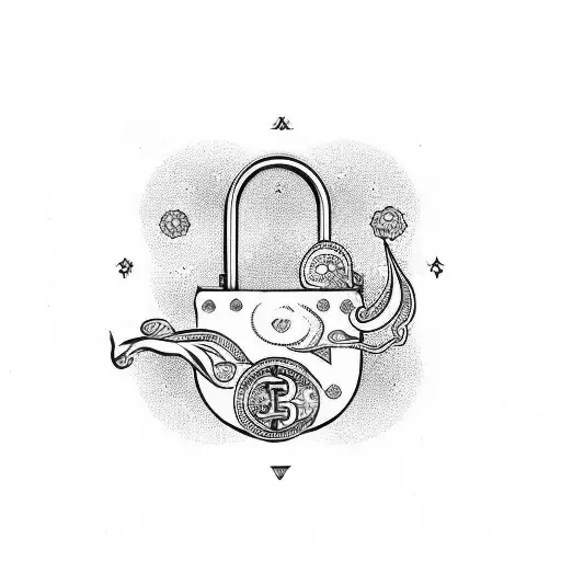 Money Bag With Virgo And Cancer Zodiac Symbols As Lock And Key