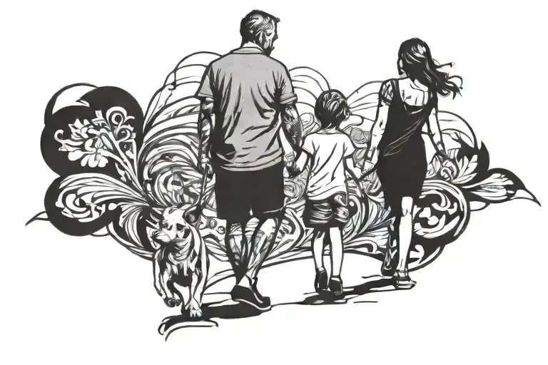 Fathee And Daughter Walking