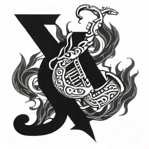 The Word Saxo With Flames