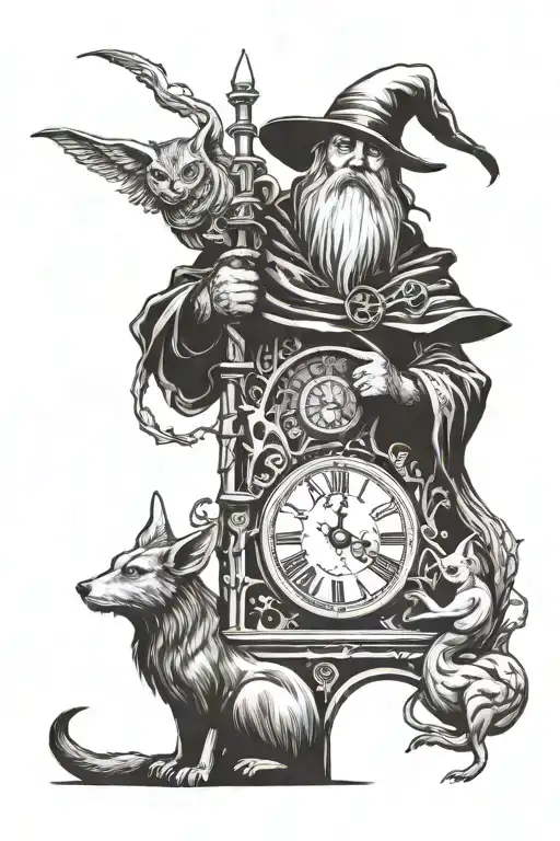 Wizard With Animals And Clock Tower