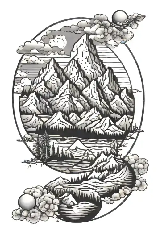 Utah Mountains In Black Circle