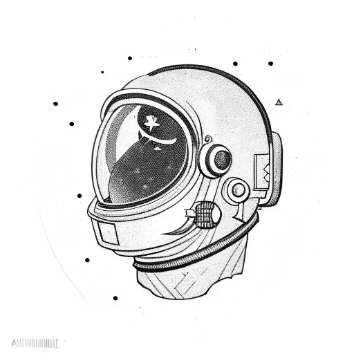 Astronaut Helmet Cut In Half With Cyberpunk Effect And Glitch Effect