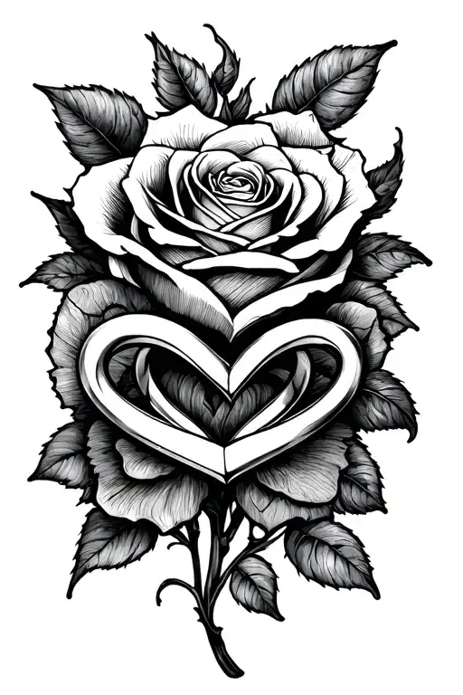 Love You With Hearts And Rings And Rose Intertwined