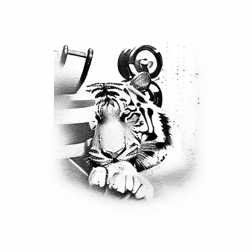 A Tiger Lifting Weights In A Gym Setting