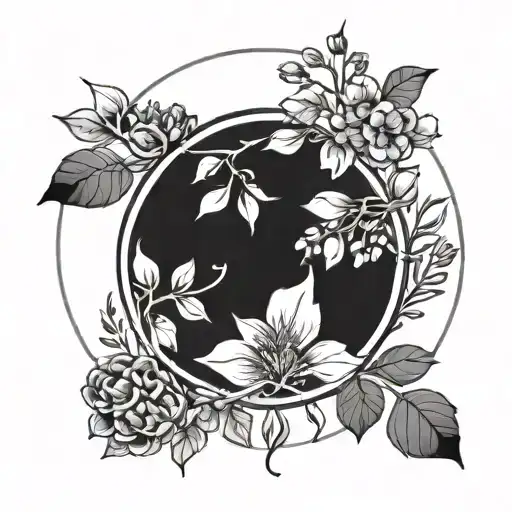 Circle With Branch Inside With Flowers Blooming