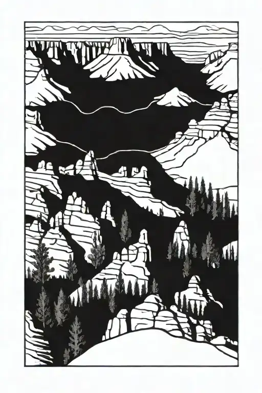 Bryce Canyon Mountains In Black Circle