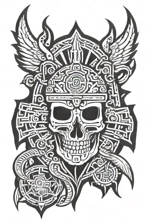 Aztec Shield Skull