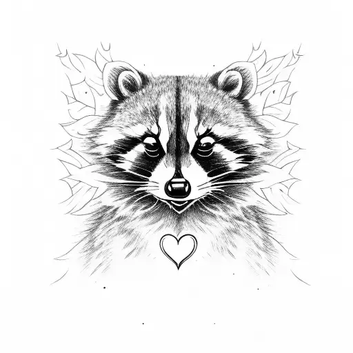 Raccoon With Trees And Fire