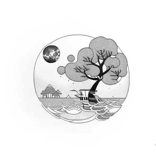 Coconat Tree With Full Moon Ko Phangan