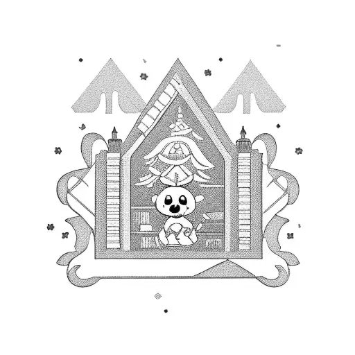 An Intricate Bookshelf Filled With Disney Characters And Embroidered Details