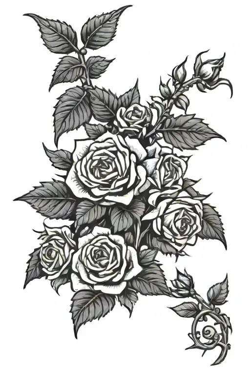 A Vine With Thorns And Roses Growing