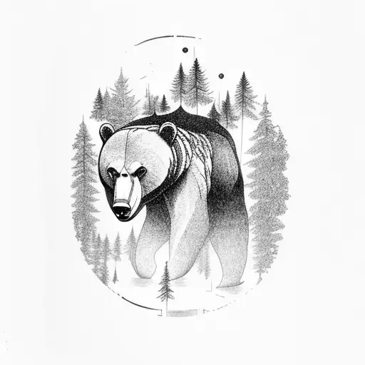 Majestic Bear Standing In A Mystical Forest Clearing