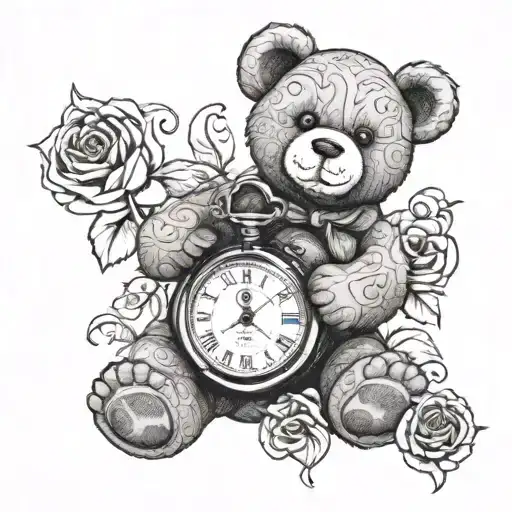 Teddy Bear And Clock