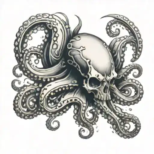 A Mechanical Octopus With Skull-like Features Intertwined With Car Parts