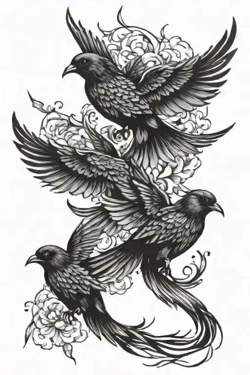 30 Swallows That Together Form A Big Phoenix