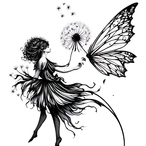 Fairy And Dandelion Blowing