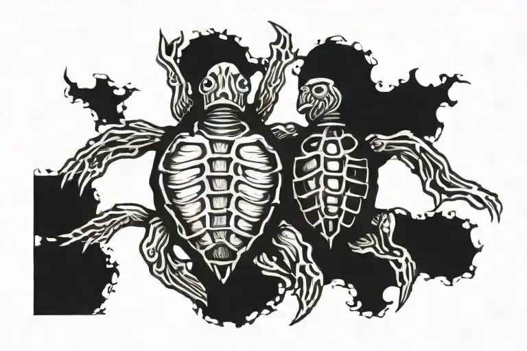 Turtle Skeleton Dancing Together