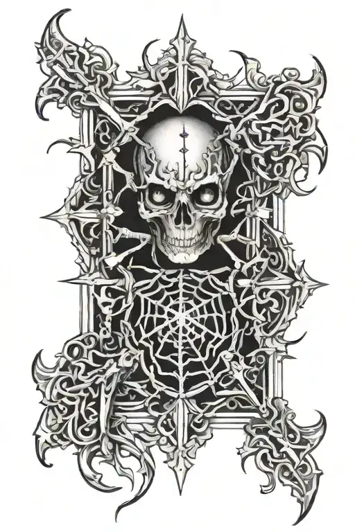 Black Gothic Crosses Eyes Spider Bones