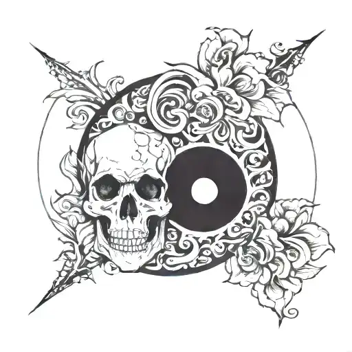 Yin Yang Skull Surrounded