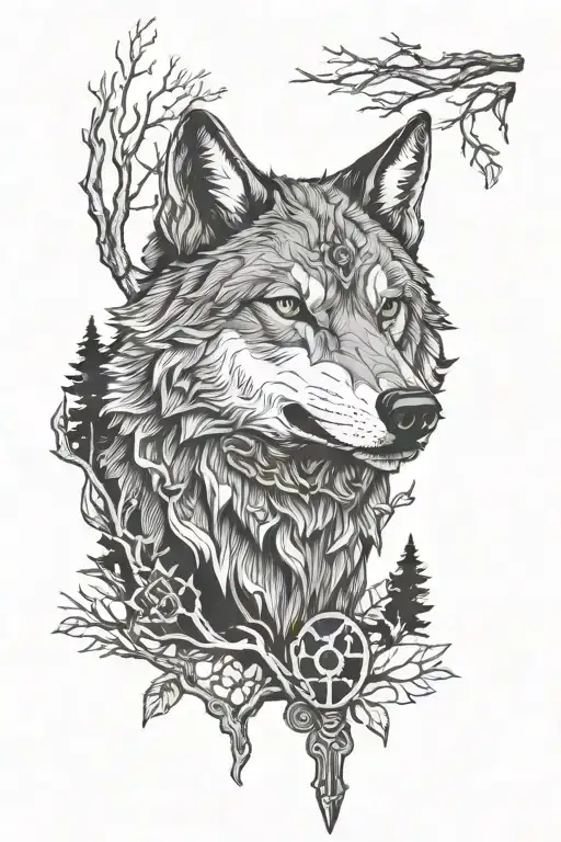 Wolf With Key In Mouth In Woods