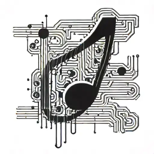 A Tattoo Design Featuring A Music Note Intertwined With A Computer Circuit Board