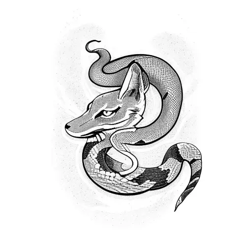 A Tarot Card Featuring A Snake Intertwined With A Fox