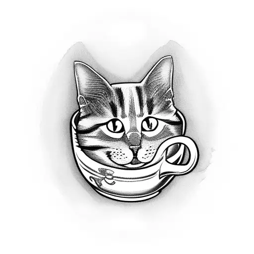 A Coffee Mug With A Cat Tail Forming The Handle