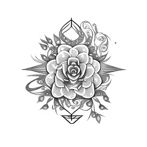 Bird With Spiral And Flowers