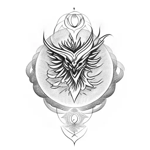 Smoke Phoenix Holding The Flower Of Life