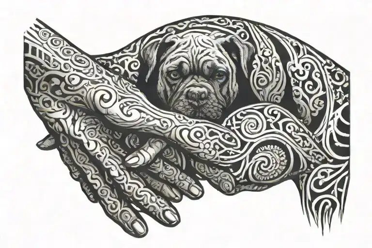 Dog And Human Hand Reaching