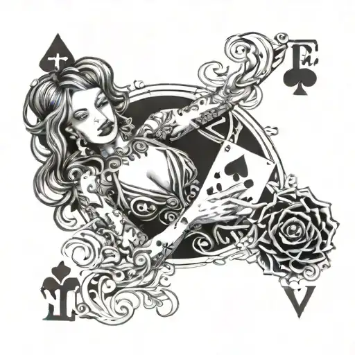Womans Body Siluet In A Poker Card Featuring