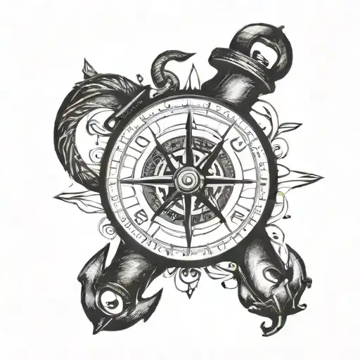Forearm Tattoo With Compass And Anchor