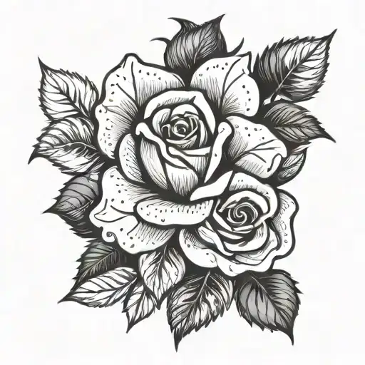 Rose With Leaves An Curves