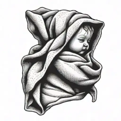 A Baby Wrapped In A Towel