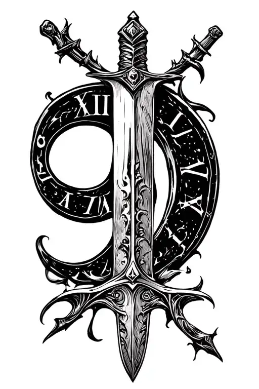 Roman Numeral 9 Vertical With Sword
