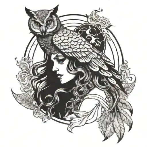 Nyx Godess With Owl Perch