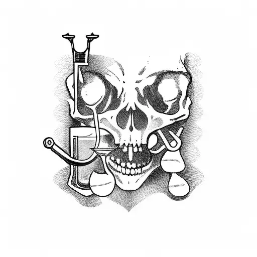 Skeleton Key With Wine Glass And Price Tag