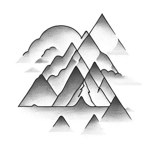 A Blackwork Tattoo Of A Serene Mountain Landscape With A Subtle Nod To The Client's Love For Reading