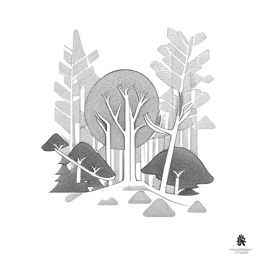 A Money Tree Growing In A Forest Surrounded By Wolves